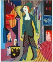 Frau geht über ein Nighty-Straße 1929