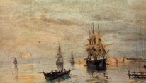 Sailing ships at dawn