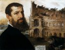Autoportrait du peintre avec le Colisée en Backgroun