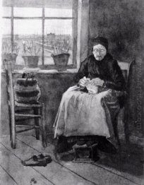 Woman At The Window Knitting 1882