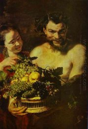 Satyr And Girl With A Basket Of Fruit