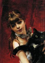 Meisje met zwarte kat 1885