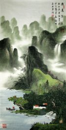 Mountains and waterfall - Chinese Painting