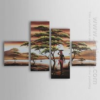 Hand-painted Abstract Oil Painting - Set of 4