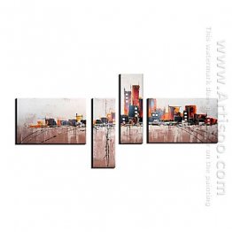 Hand-painted Abstract Oil Painting - Set of 4