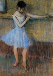 dancer in blue at the barre