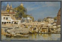 Temples and bathing ghat at Benares