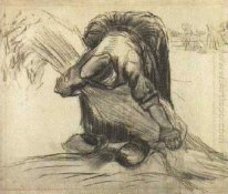 Peasant Woman Picking Up A Sheaf Of Grain 1885