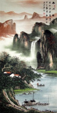 Montagnes et cascade - Peinture chinoise