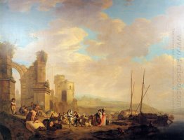 Landscape with coast and ruin  Landscape with coast and ruin