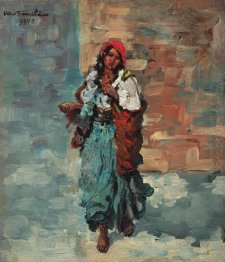 Gypsy Woman with Red Headscarf