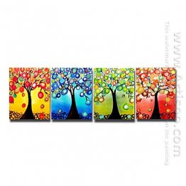 Hand-painted Floral Oil Painting - Set of 4