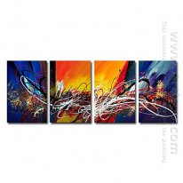 Hand-painted Abstract Oil Painting - Set of 4