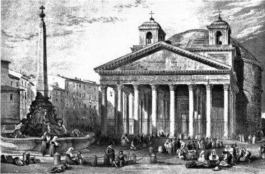 Pantheon i Rom, teckning av Leitch, gravyr av WB Cooke