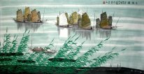 River, Bateau - peinture chinoise