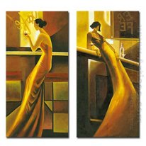 Tangan-Dicat Orang Oil Painting - Set 2