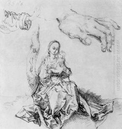 study sheet with madonna and child hand and sleeve