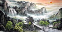 Montagnes, l'eau, les arbres - Peinture chinoise