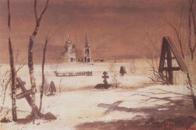 cementerio rural en el claro de luna 1887