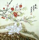 Персик и Птицы-китайской живописи