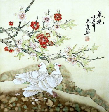 Peach & Birds-chinesische Malerei