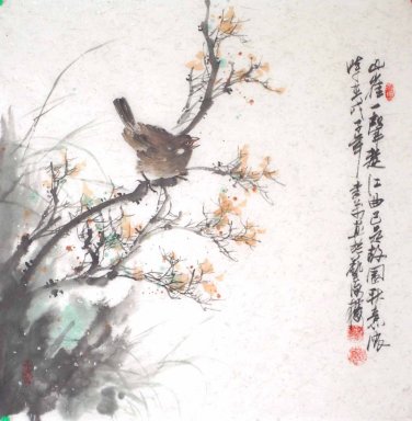 Pájaros y flores - Pintura Chinse