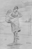 A Fisher Girl on Beach (Sketch for illustration of "The Incomin