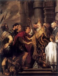 emperor theodosius forbidden by st ambrose to enter milan cathed