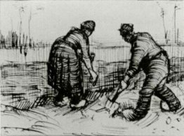 Peasant Man And Woman Planting Potatoes 1885