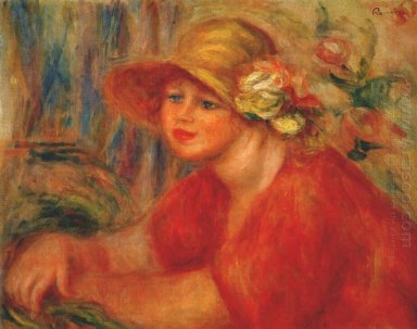 Donna in un cappello con fiori 1917