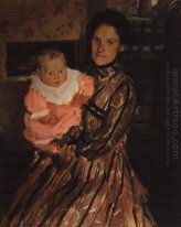 Portrait Of Y E Kustodieva With Son 1904