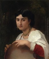 Femme italien avec le tambourin 1869