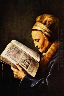 Портрет старого чтении женщина