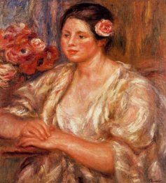 Madelaine In A White Blouse And A Bouquet Of Flowers 1919