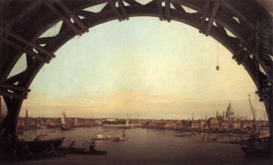 Londen gezien door middel van een boog van westminster brug 1747