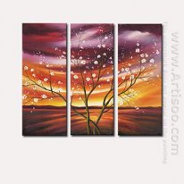 Tangan-Dicat Floral Oil Painting - Set 3