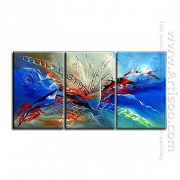 Hand-painted Abstract Oil Painting - Set of 3