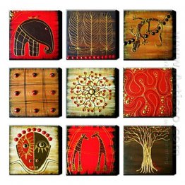 Hand-painted Oil Painting Abstract Oversized Square - Set of 9