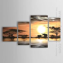 Hand-painted Landscape Oil Painting - Set of 4