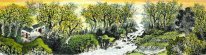 Countyard, Trees - Chinese Painting