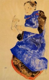 girl in a blue apron 1912