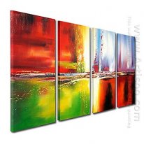 Hand-painted Abstract Oil Painting - Set of 4