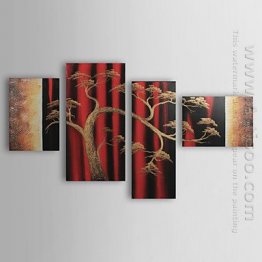 Hand-painted Abstract Oil Painting - Set of 4