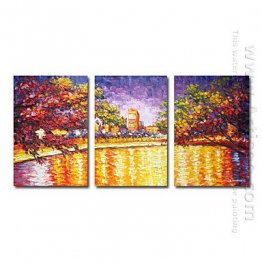 Hand-painted Landscape Oil Painting - Set of 3