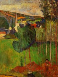 view of pont aven from lezaven 1888