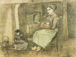 Mother At The Cradle And Child Sitting On The Floor 1881