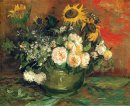 Stillleben mit Rosen und Sonnenblumen 1886