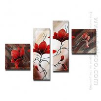 Hand-painted Floral Oil Painting - Set of 4