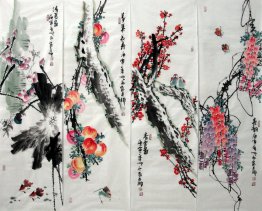 Birds&Flowers - FourInOne - Chinese Painting