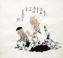 Old man, children - Chinese Painting